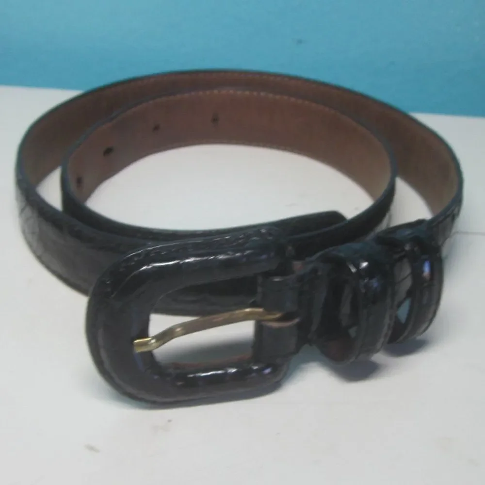 Reptiles House Black Crocodile Belt  Womens Size XS 1